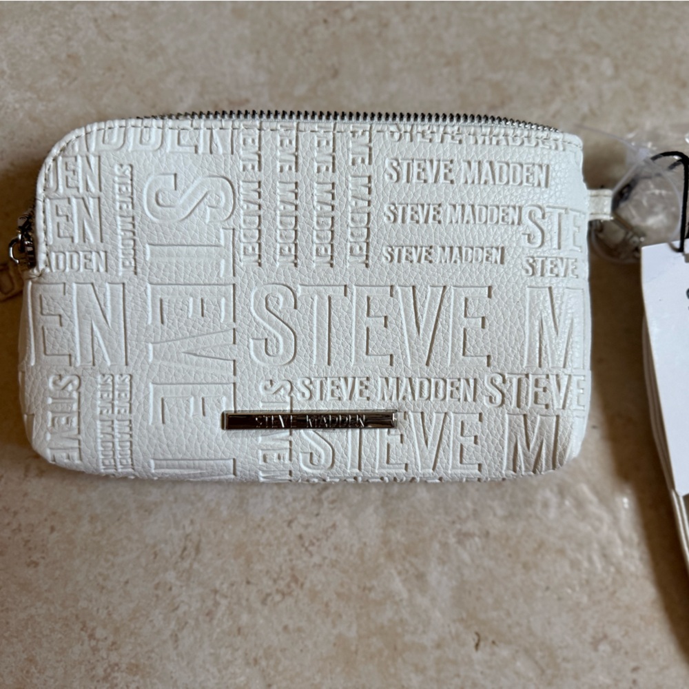 Steve Madden Embossed White Wristlet